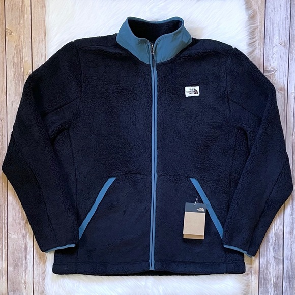 The North Face Men’s Campshire Sherpa Fleece Full Zip Jacket In Blue - Picture 2 of 8